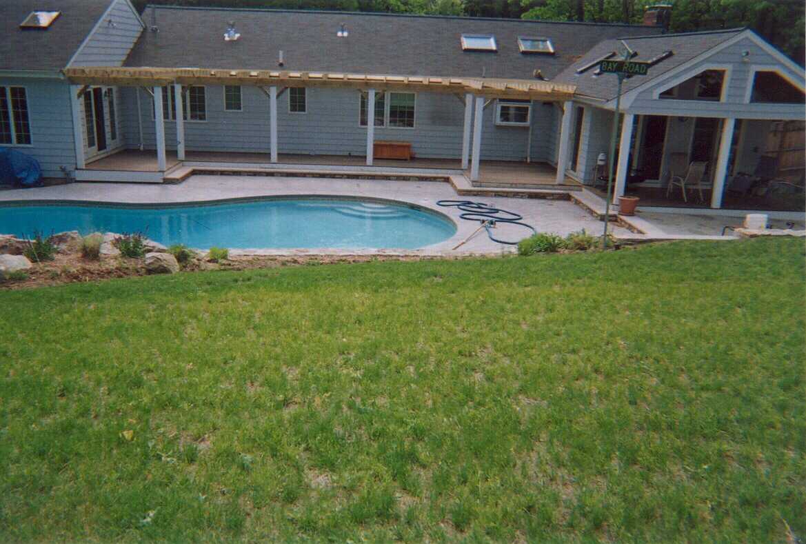 Pergola with mahogany decking