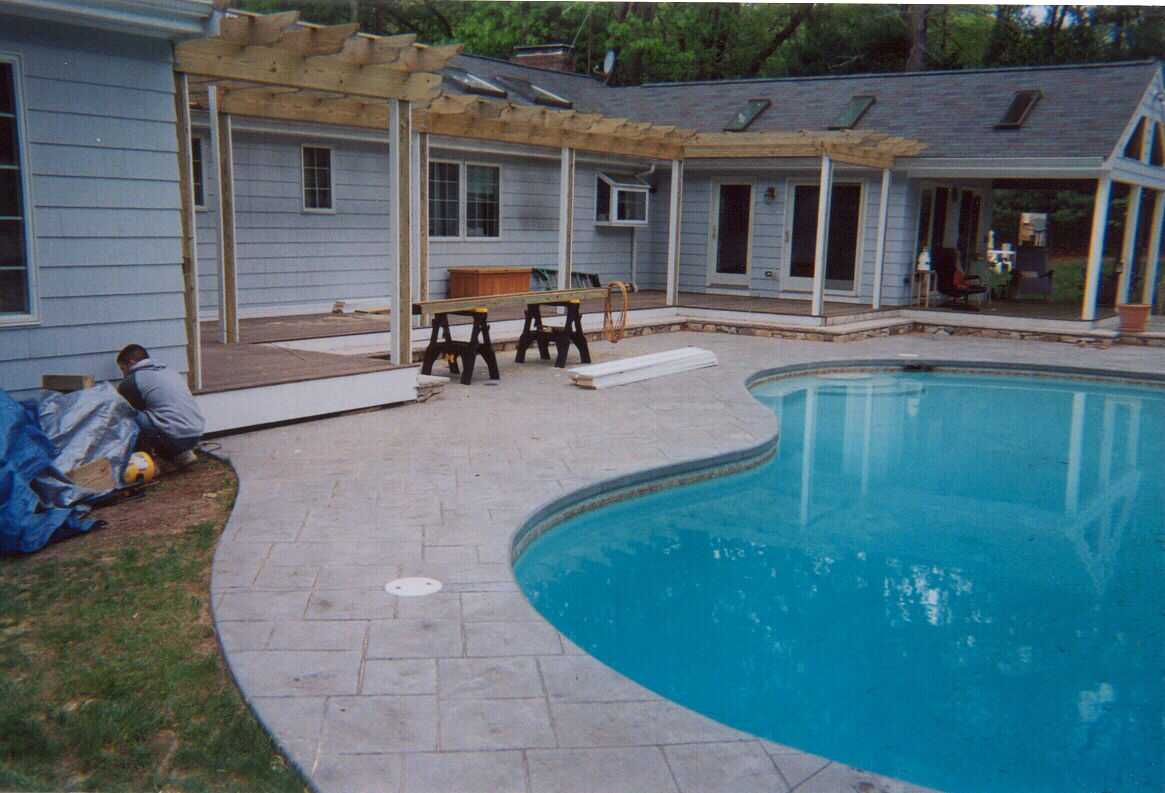 Pergola with mahogany decking