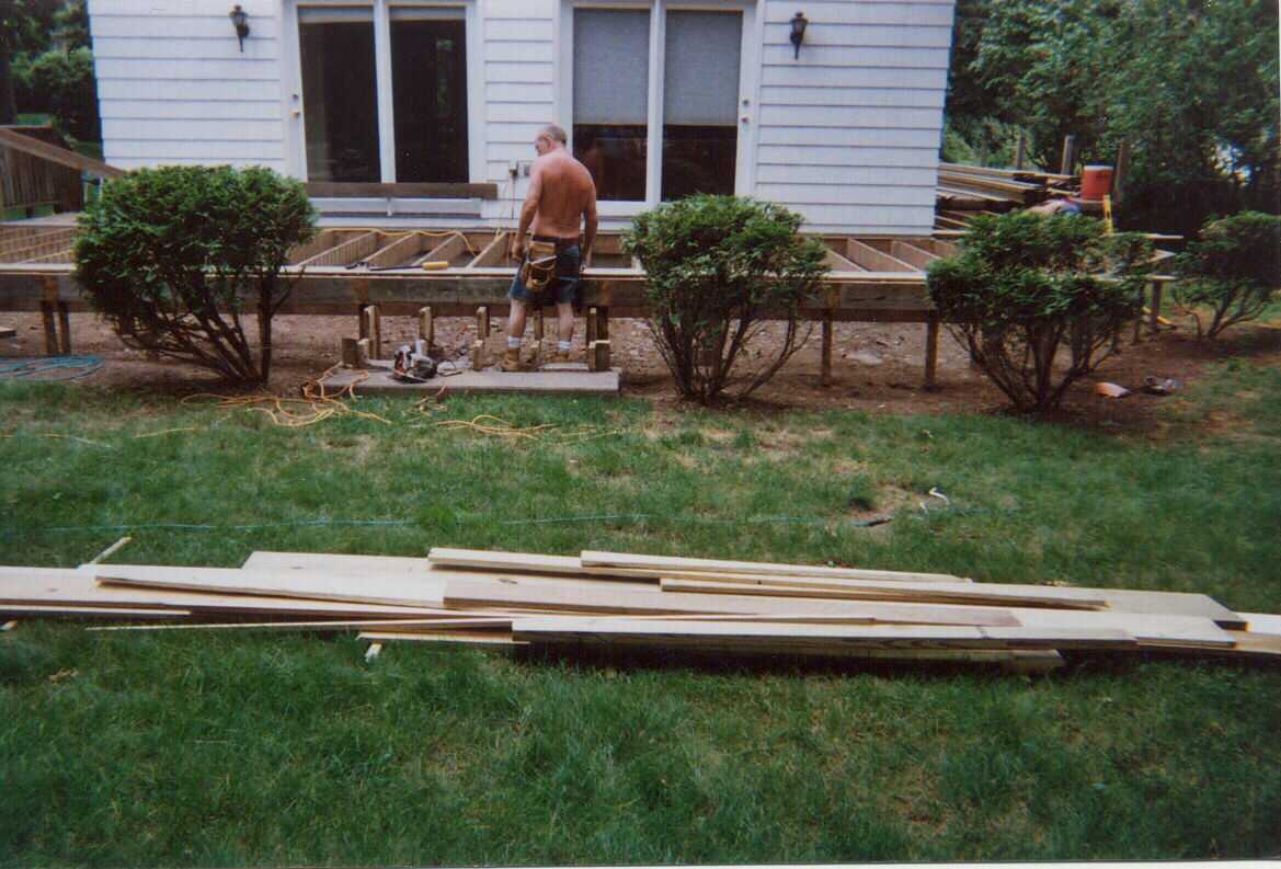 Mahogany deck with pressure treated rails in Lexington.