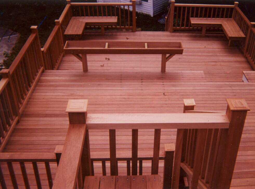 Mahogany planters, benches and decking