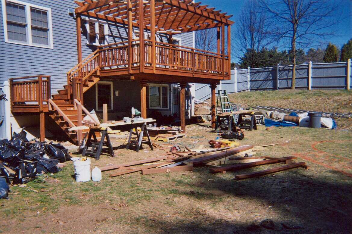 Mahogany with Pergola and rain guard below decks