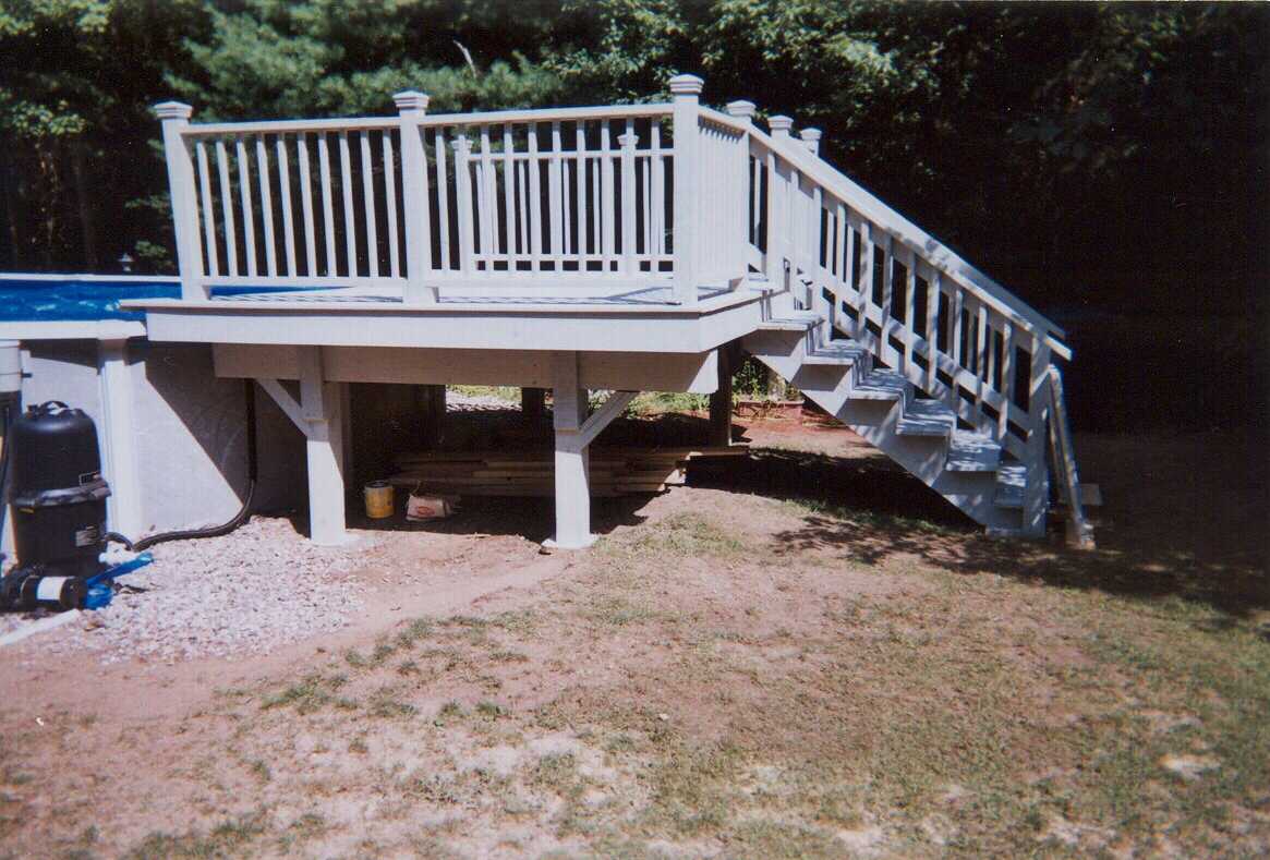 Stained Pressure Treated above ground pool deck