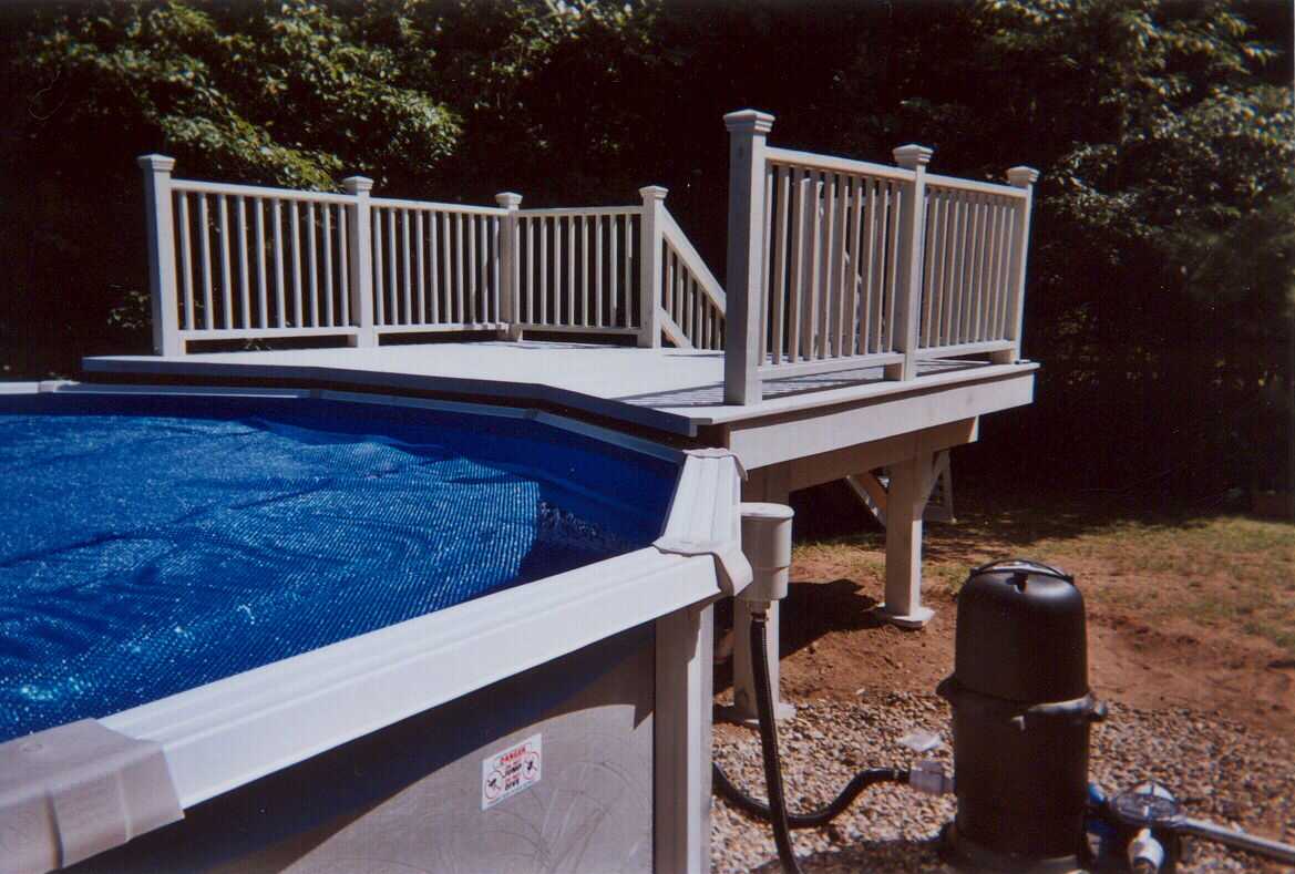 Stained Pressure Treated above ground pool deck