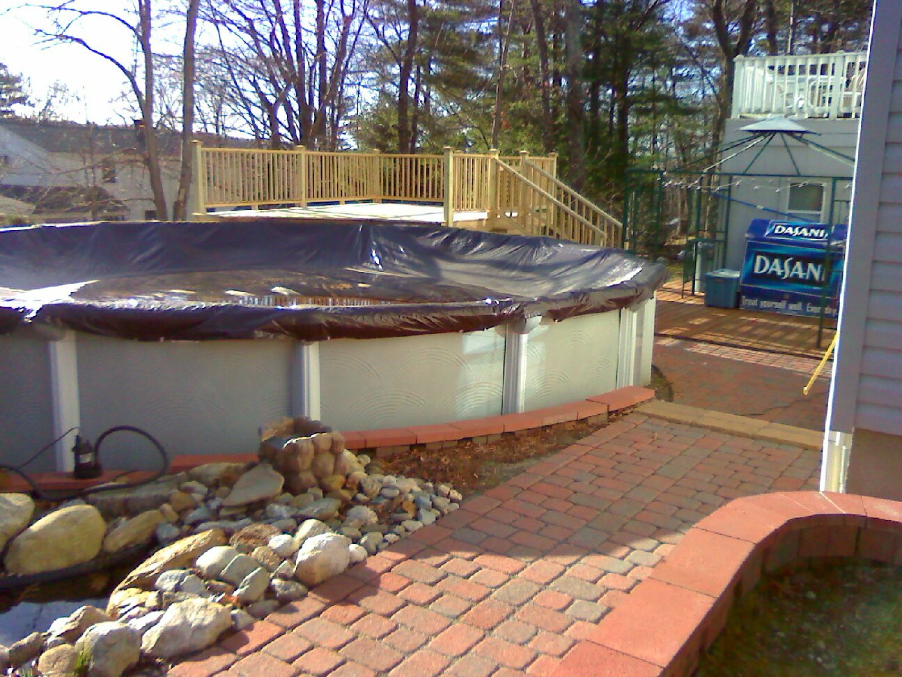 Stained Pressure-Treated Deck for Above Ground Pool (Billerica)