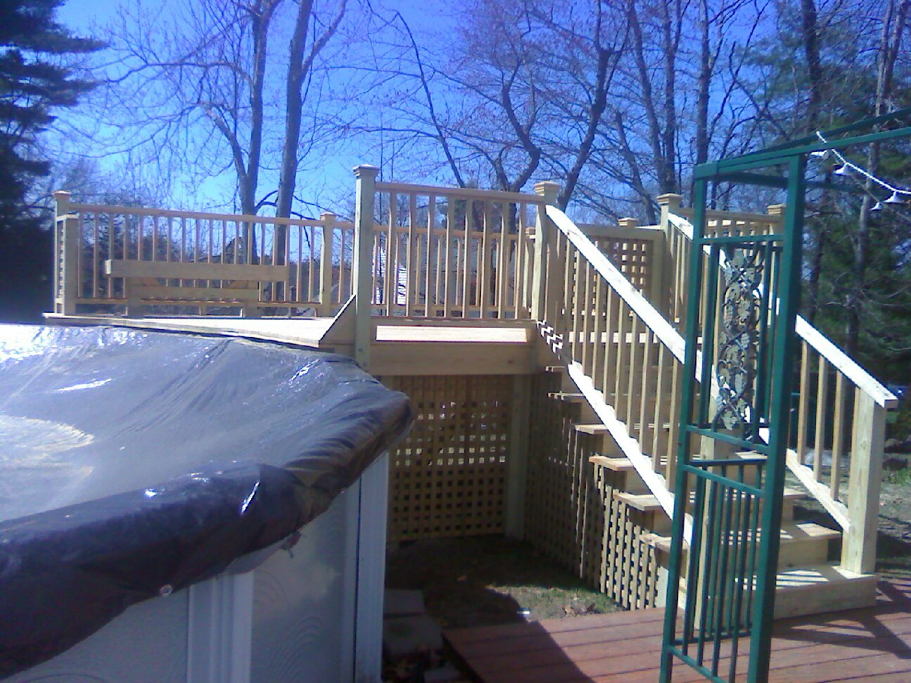 Stained Pressure-Treated Deck for Above Ground Pool (Billerica)