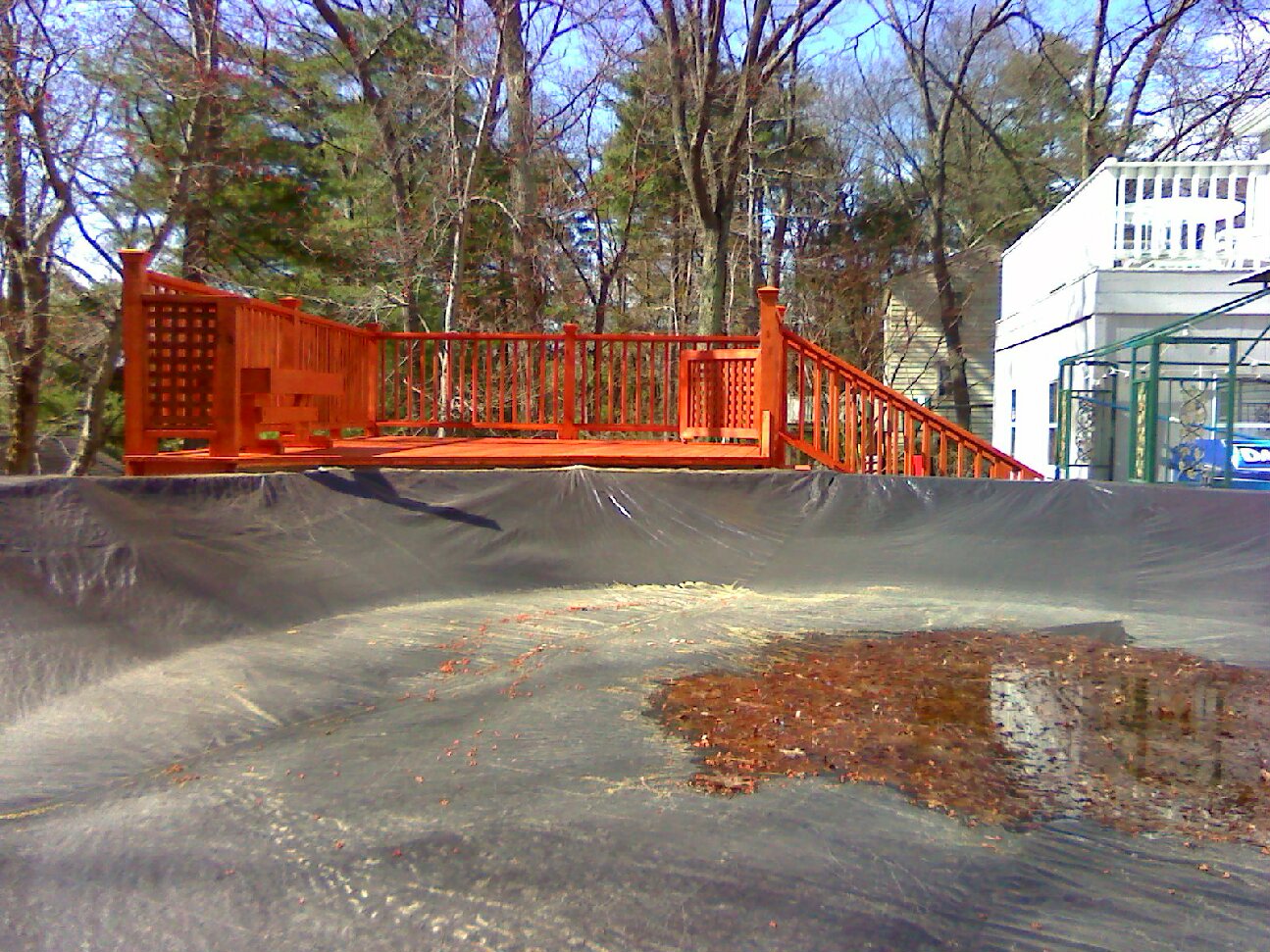 Stained Pressure-Treated Deck for Above Ground Pool (Billerica)