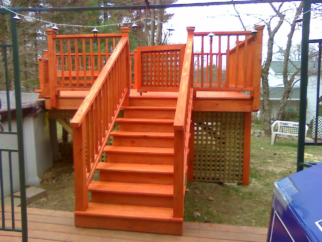 Stained Pressure-Treated Deck for Above Ground Pool (Billerica)